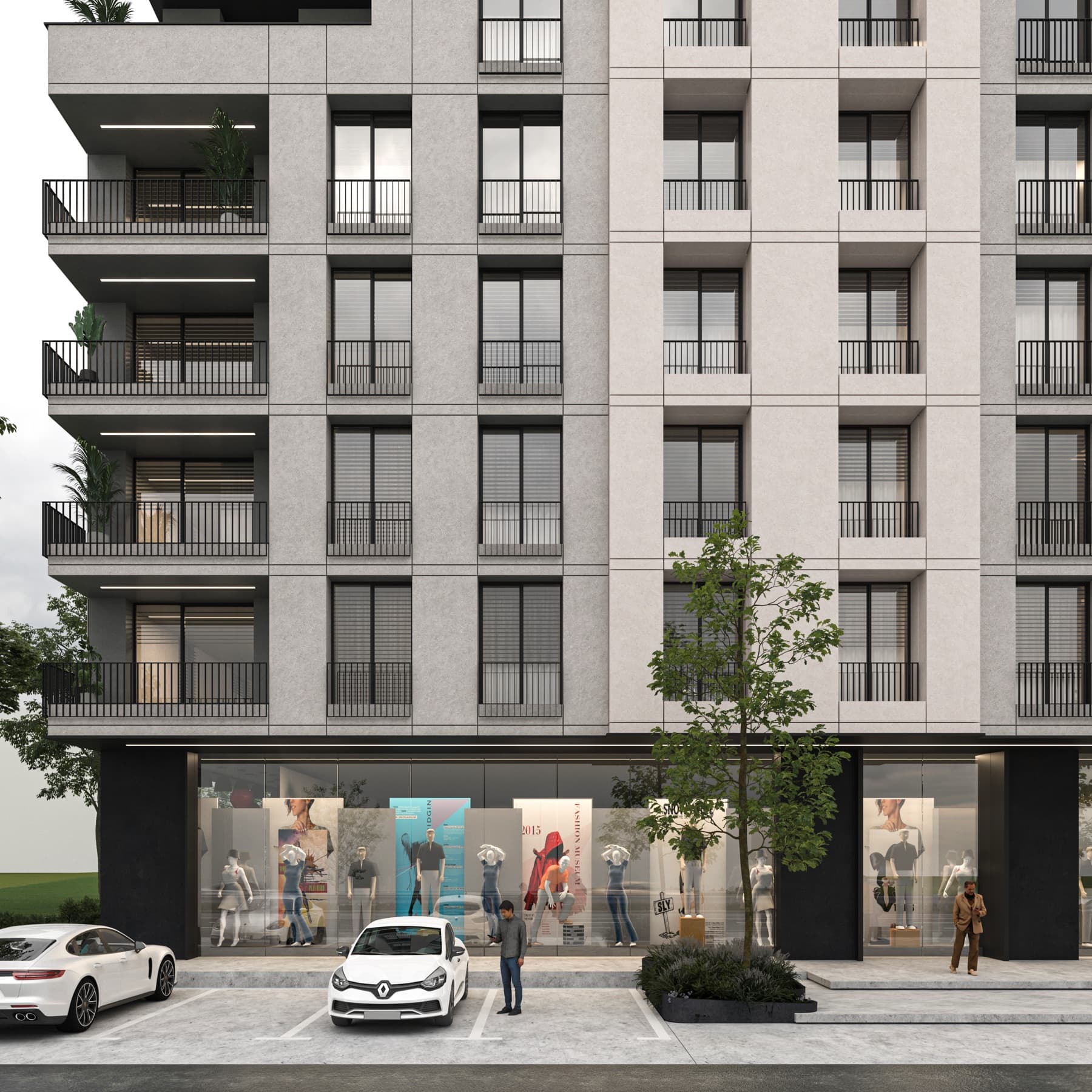 Vitrina e lokalit me xham gjatë gjithë fasadës — Tranzit Residence