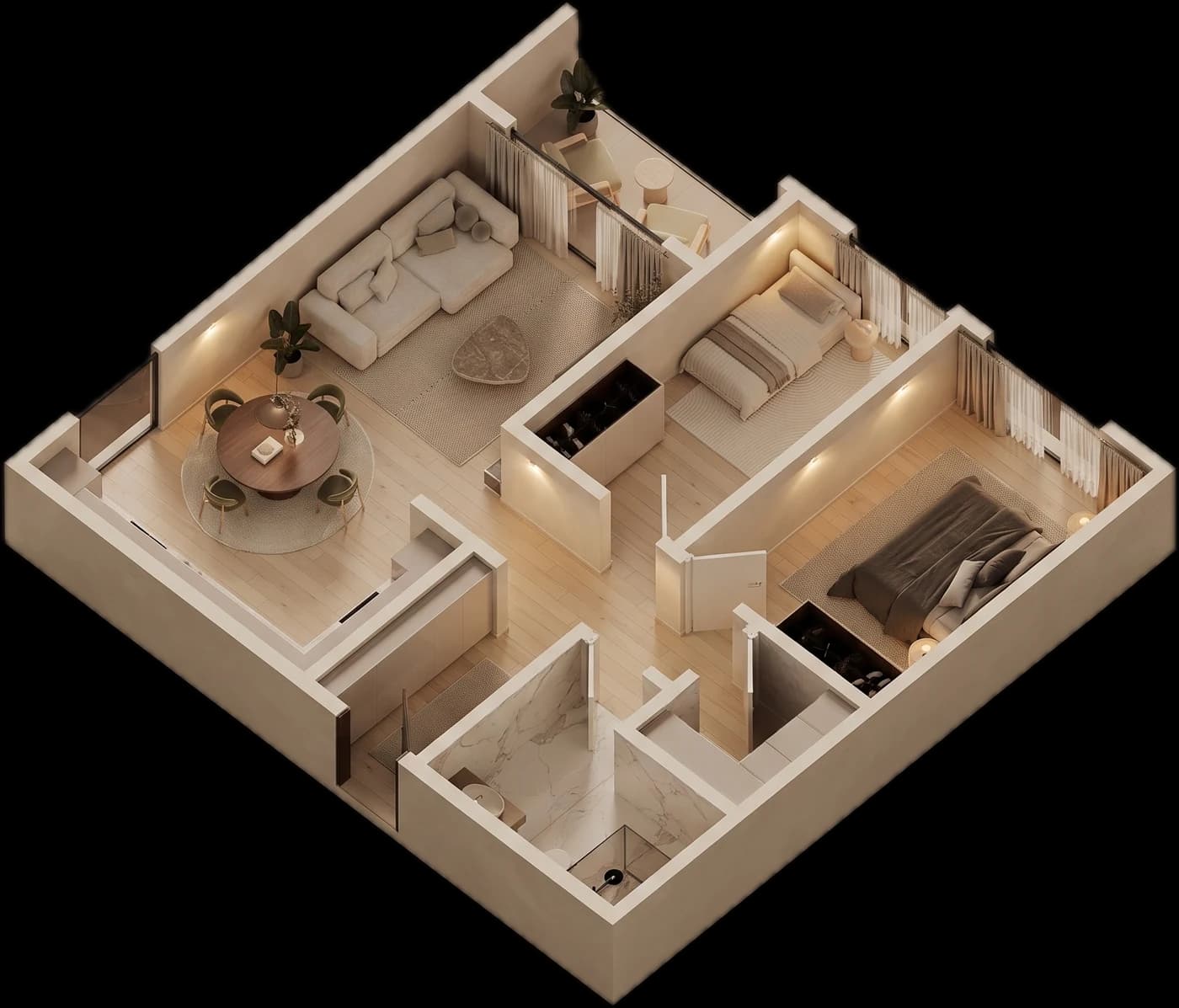Plani 3D i banesës 83.6 m²